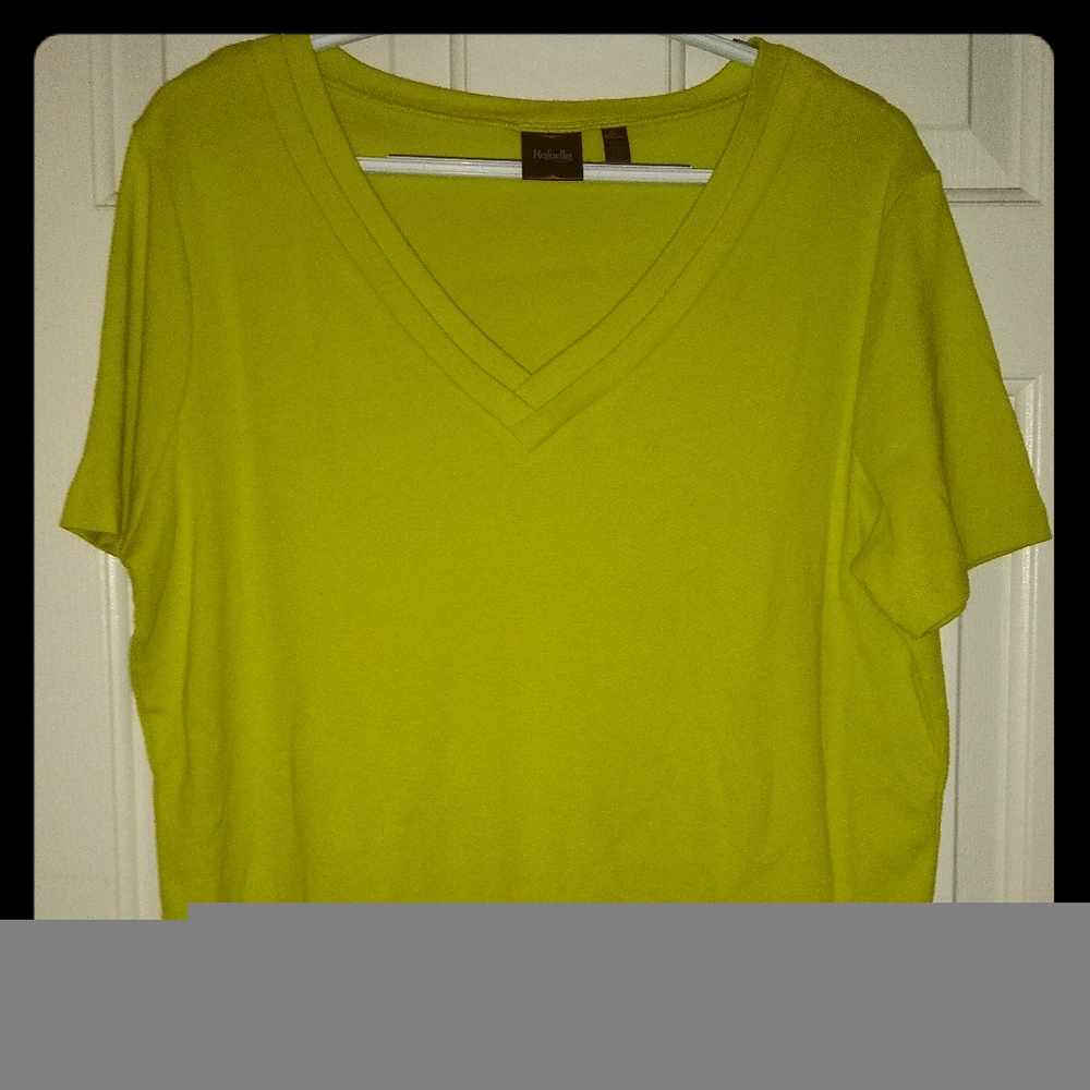 Rafaella womens lime green v-neck shirt XL/EG/TG